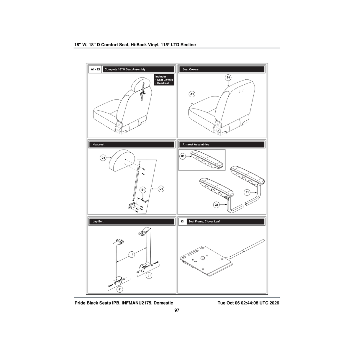 Pride Mobility FRMASMB16019 comfort arm armrest assembly flip-up height adjustable right parts diagram