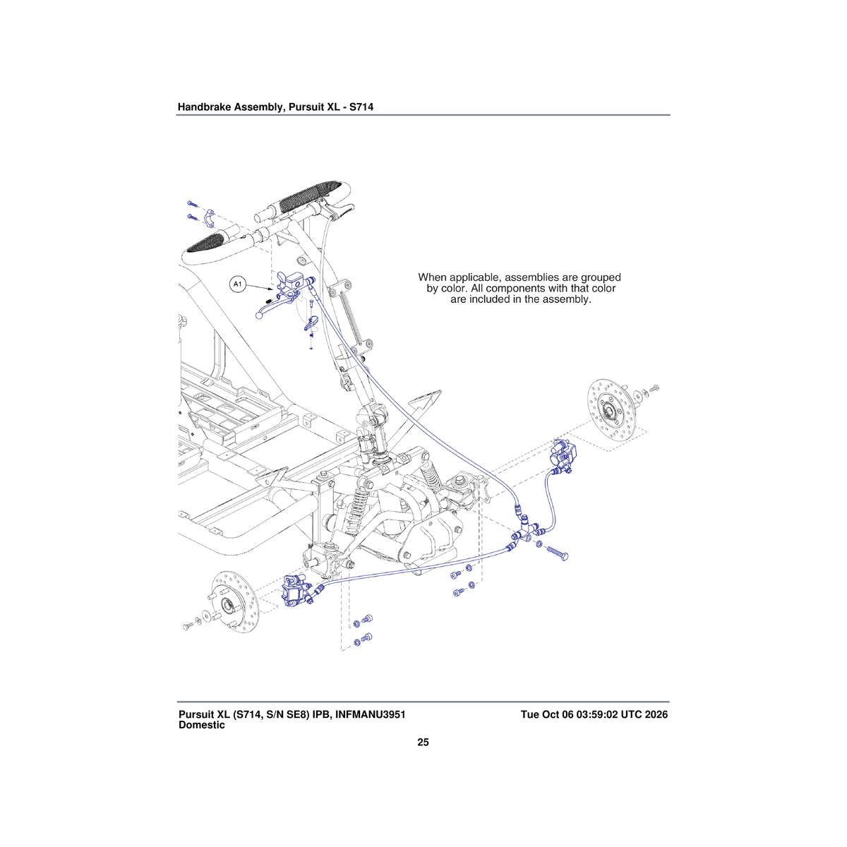 Pride Mobility FRMASMB16024 hydraulic handbrake assembly with lever right parts diagram