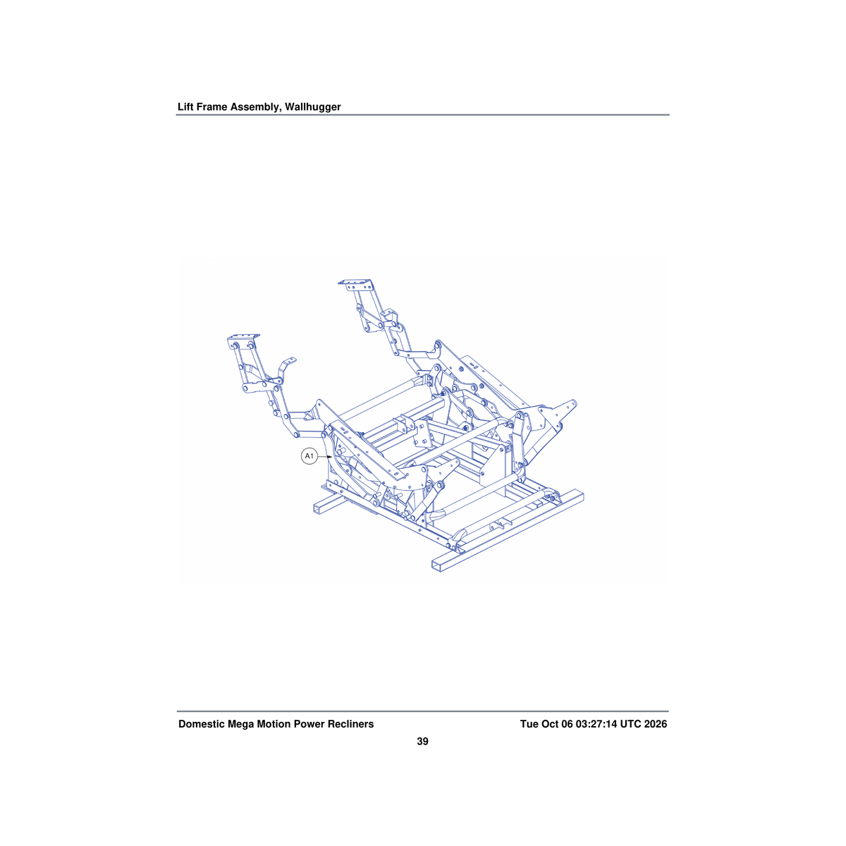 Pride Mobility FRMASMB16378 lift frame frame assembly wallhugger ll805 (fbs) parts diagram