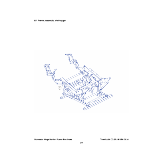 Pride Mobility FRMASMB16378 lift frame frame assembly wallhugger ll805 (fbs) parts diagram