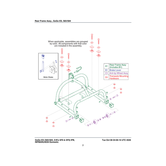 Pride Mobility FRMASMB16930 rear frame assembly parts diagram