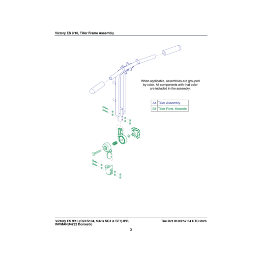 Pride Mobility FRMASMB17781 pivot tiller assembly upper and lower es-10 parts diagram