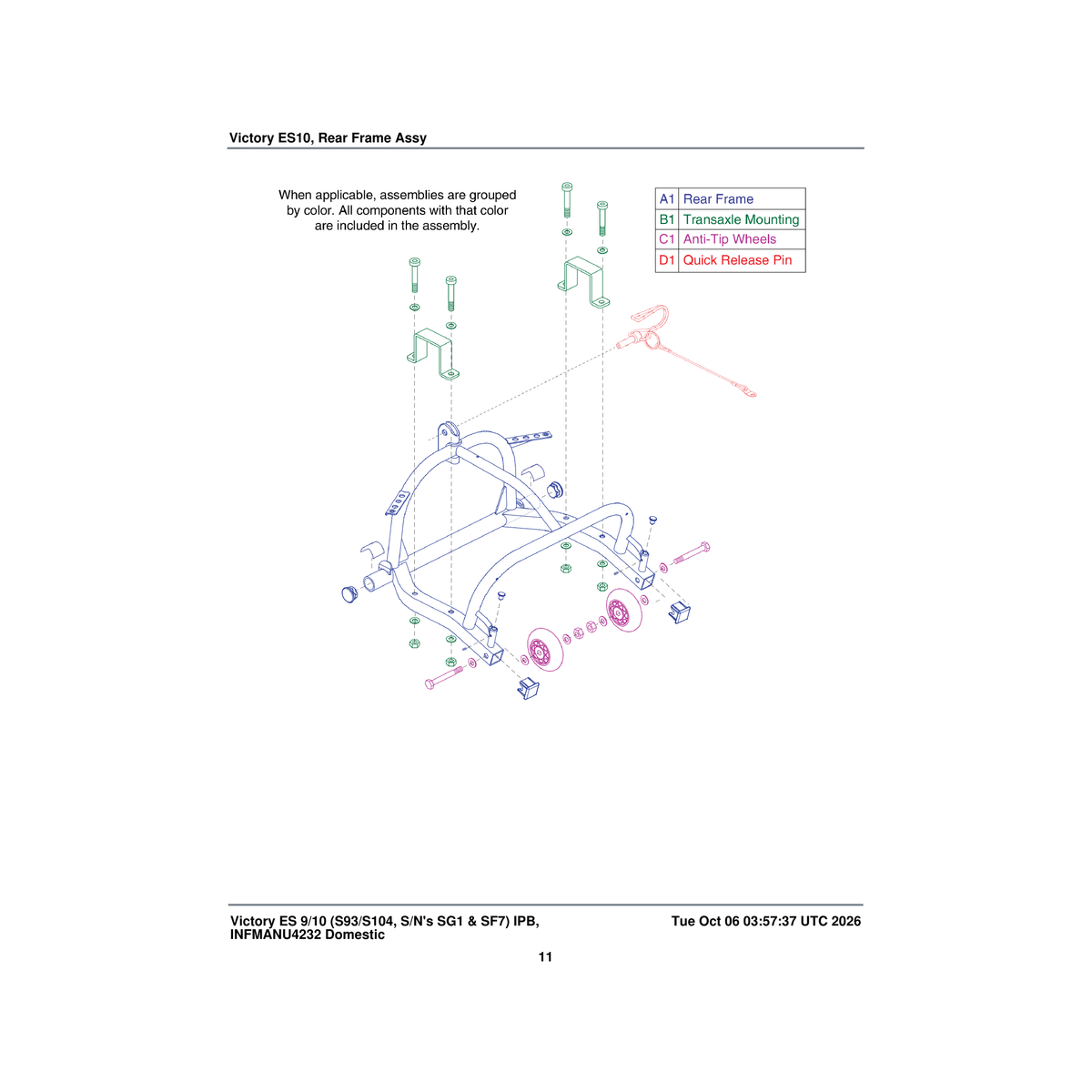 Pride Mobility FRMASMB17788 rear frame assembly es-10 parts diagram