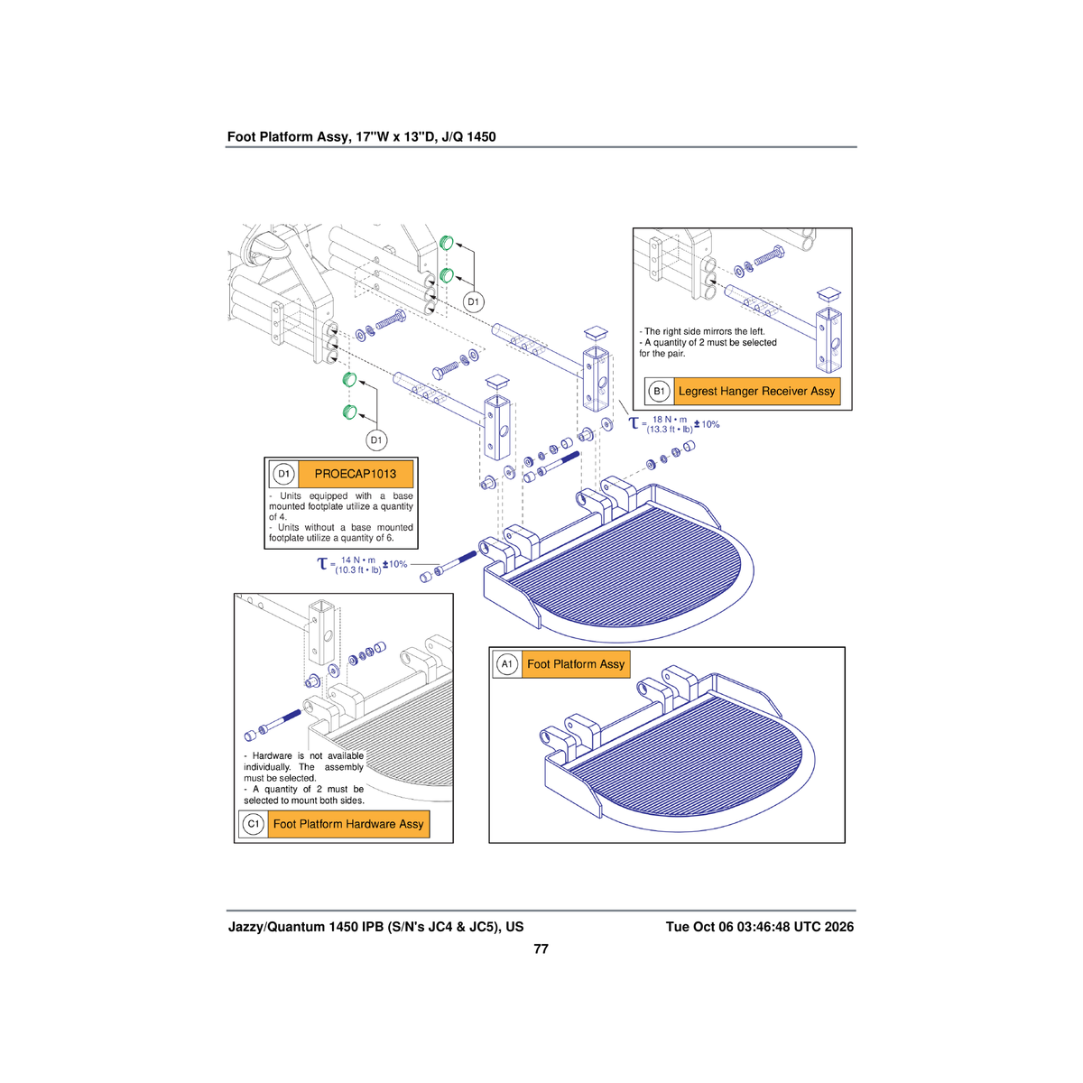 Pride Mobility FRMASMB17827 bariatric legrest hanger receiver assembly c-1660-058 parts diagram