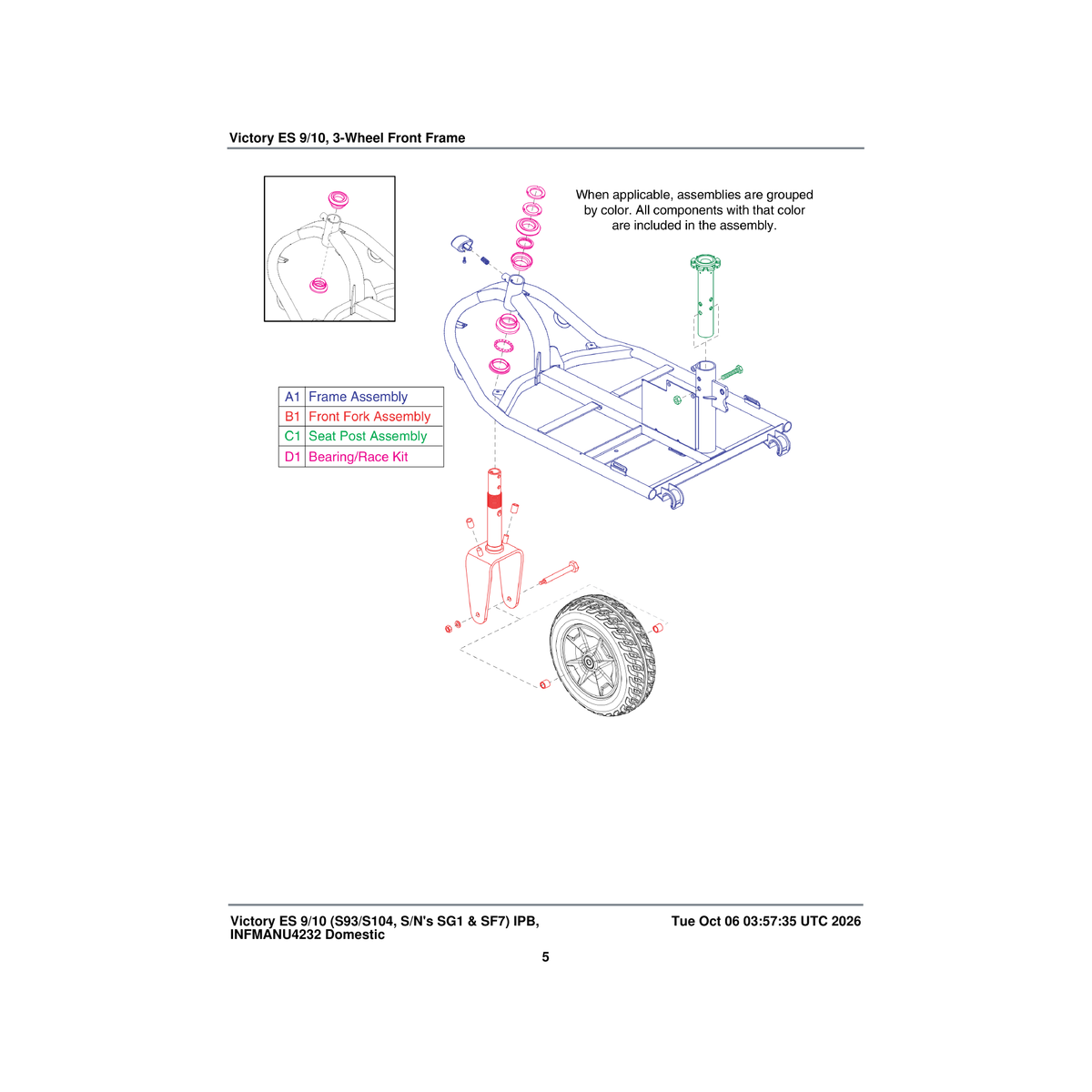 Pride Mobility FRMASMB17886 front frame assembly es-9 parts diagram