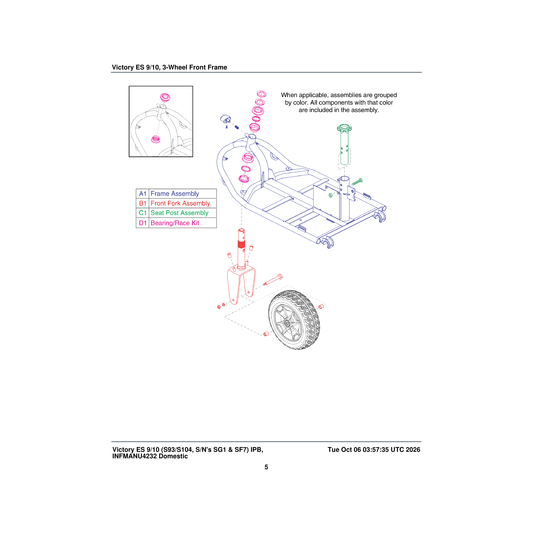 Pride Mobility FRMASMB17886 front frame assembly es-9 parts diagram