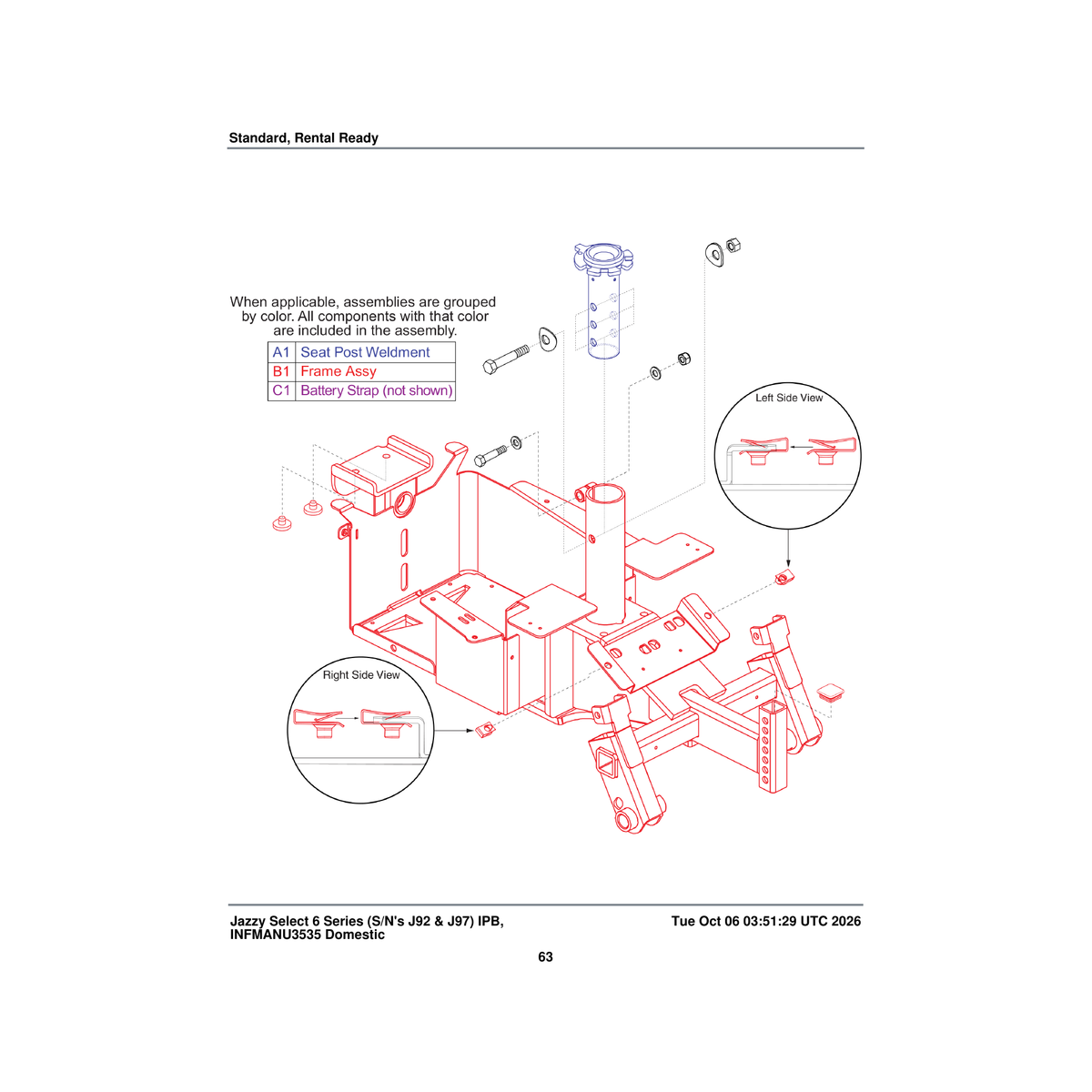 Pride Mobility FRMASMB18037 jazzy select 6 frame assembly parts diagram