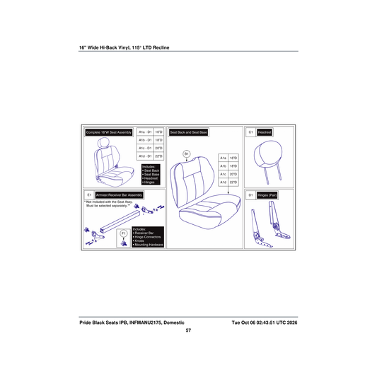 Pride Mobility FRMASMB3246 115a° ltd recline (rh) hinge assembly pair parts diagram