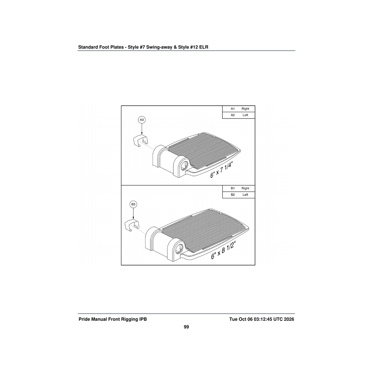 Pride Mobility FRMASMB4747 8.50 inch x 6.00 inch footplate assembly reinforced cast parts diagram