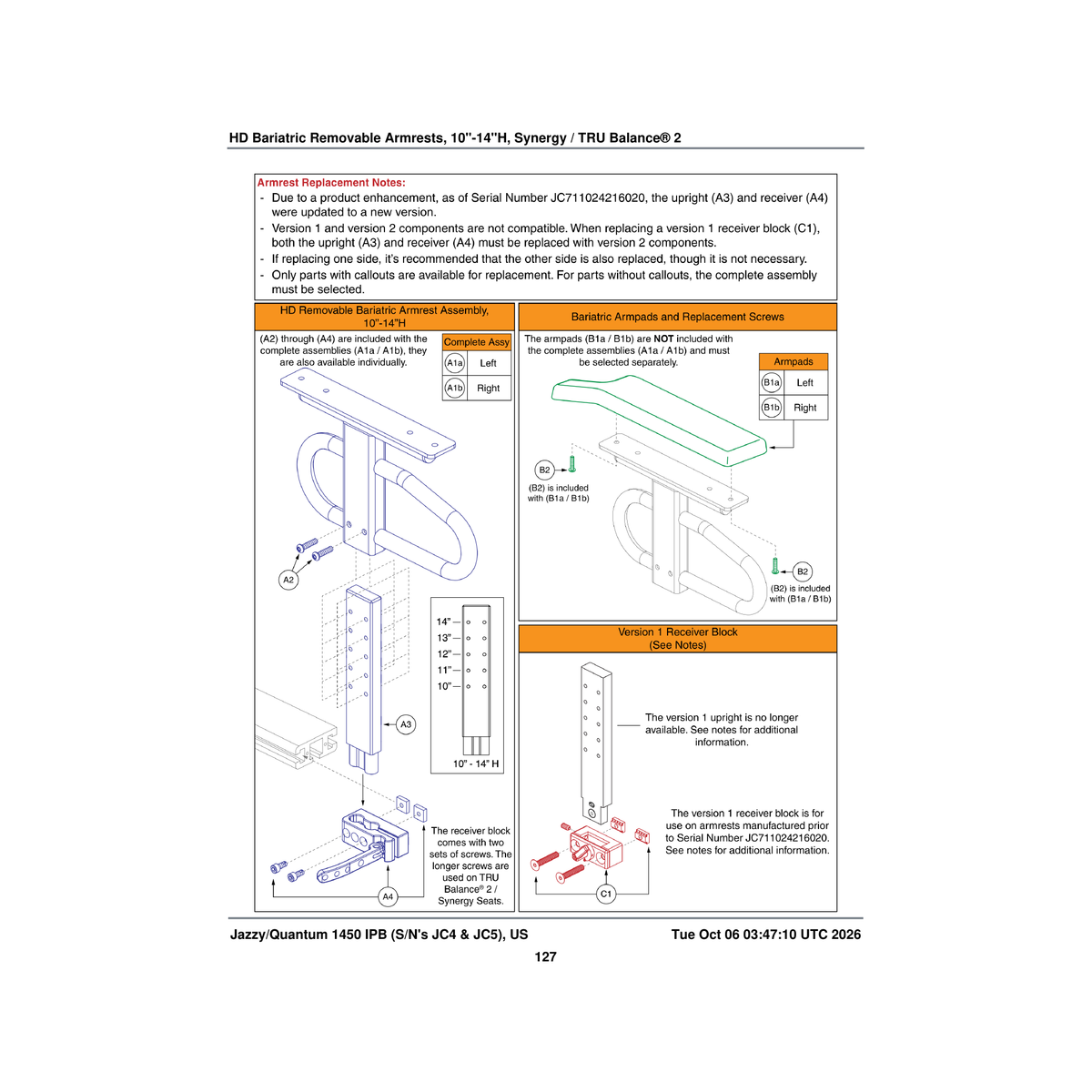 Pride Mobility FRMASMB6555 hd removable armrest assembly 10 inch h-14 inch h bariatric left parts diagram