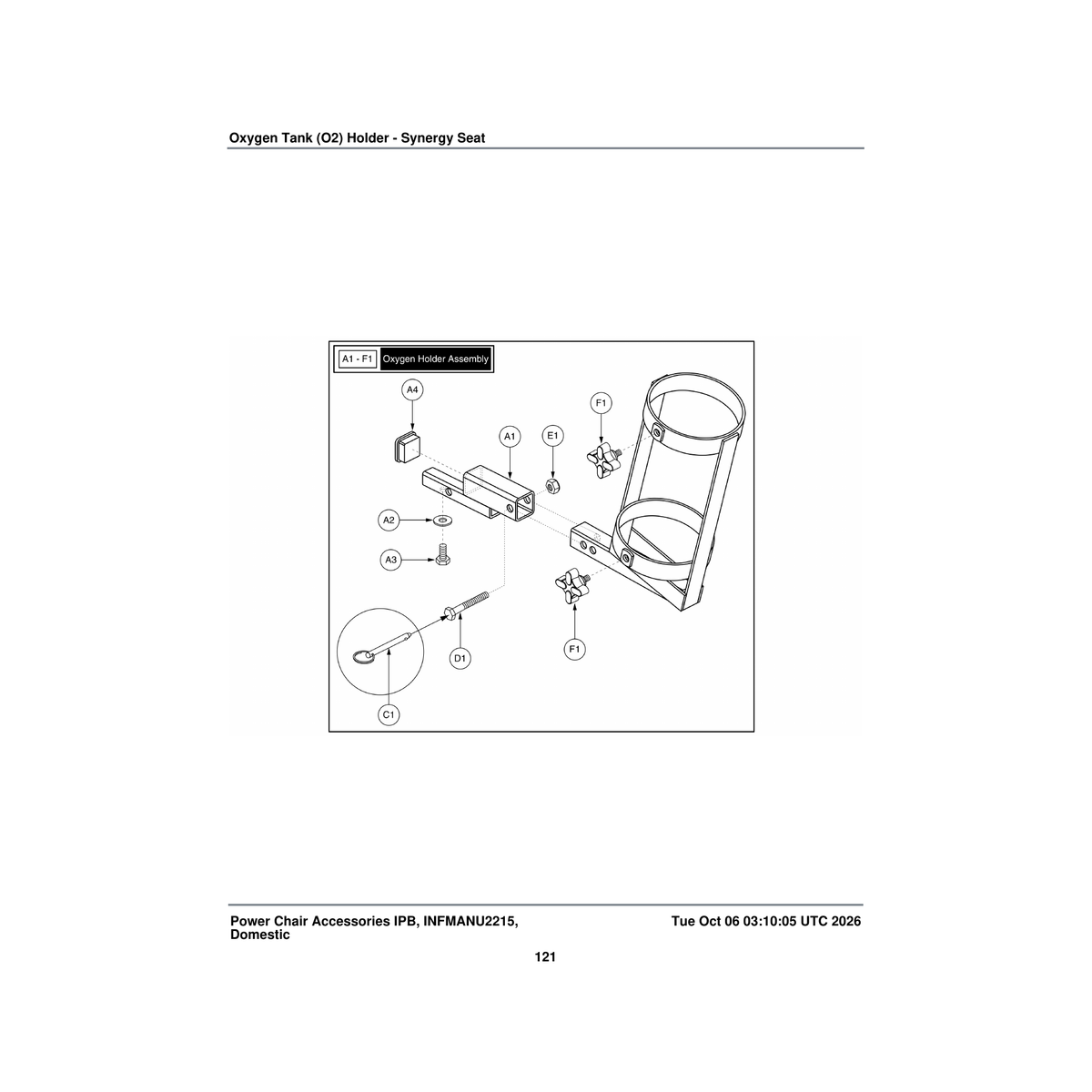 Pride Mobility FRMASMB7030 with mounting bracket oxygen tank holder assembly synergy parts diagram