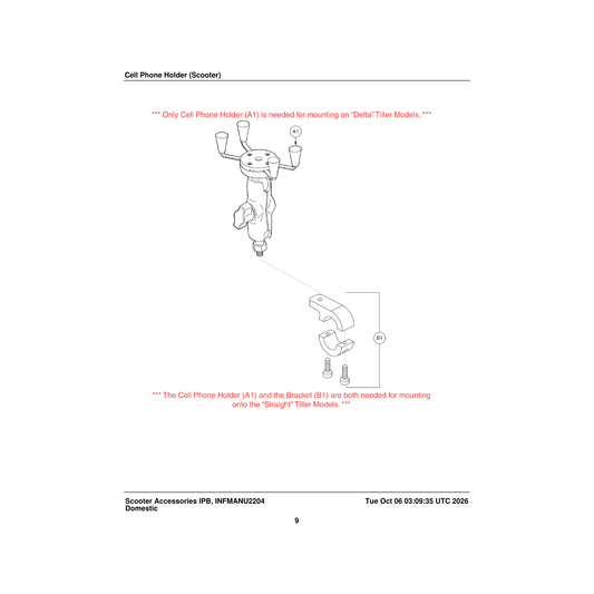 Pride Mobility FRMASMB7349 bracket frame assembly mirror delta tiller compatible parts diagram