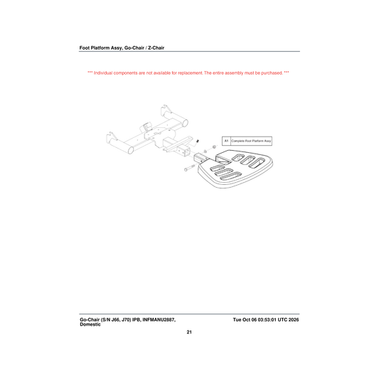 Pride Mobility FRMASMB8409 with mounting bracket foot platform assembly go chair parts diagram