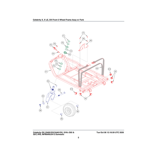 Pride Mobility FRMASMB8674 front fork assembly parts diagram