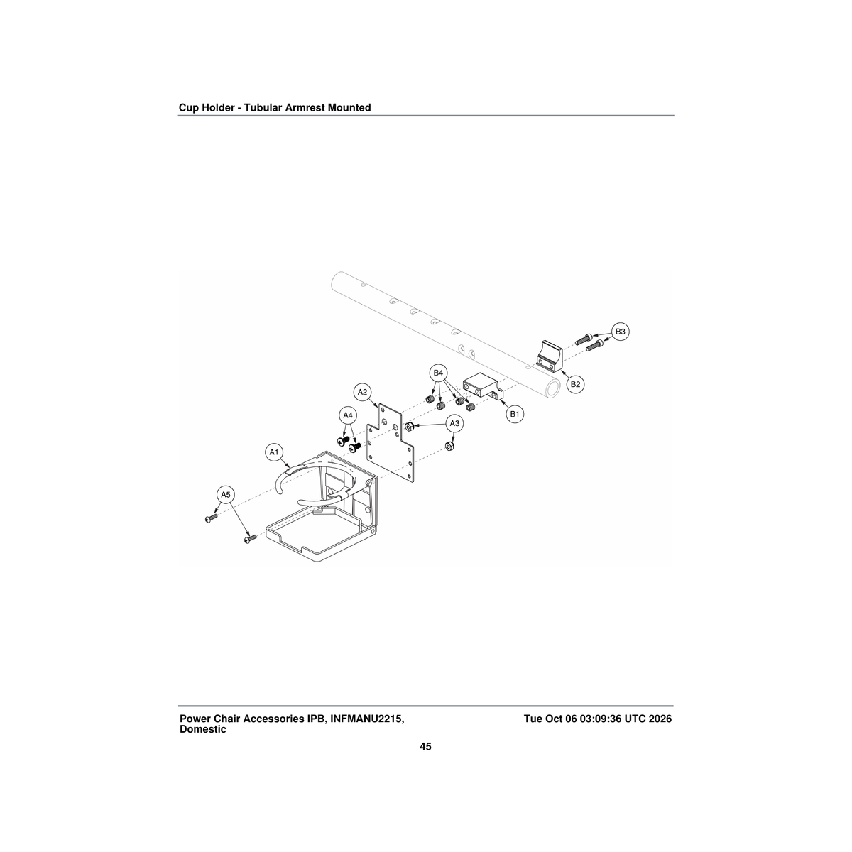 Pride Mobility FRMASMB8929 toggle box mounting bracket assembly with threaded inserts parts diagram