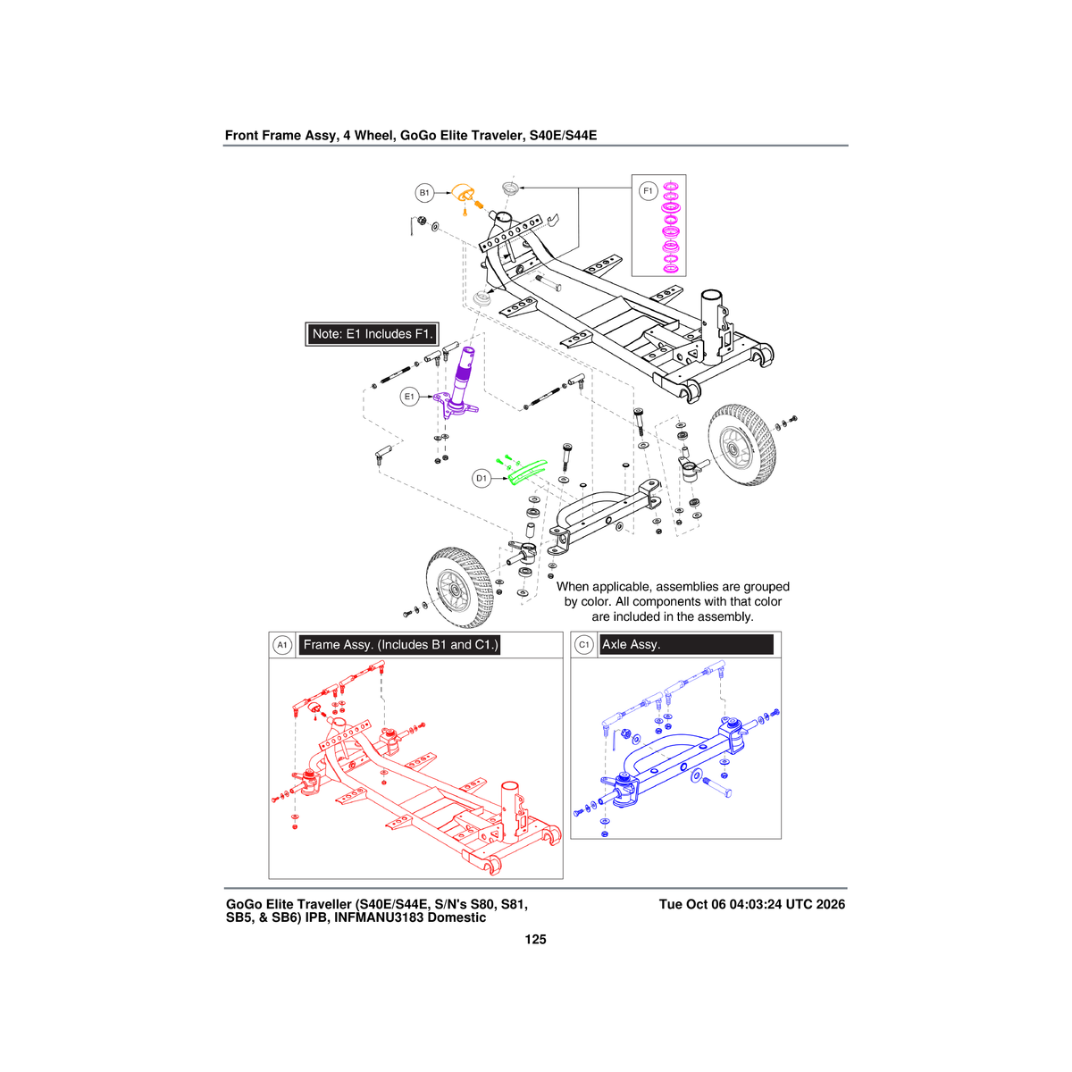 Pride Mobility FRMASMB9229 front frame assembly 4-wheel parts diagram