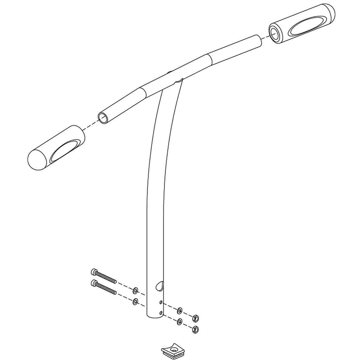 Pride Mobility (FRMASMB9234), standard tiller assembly for 4-wheel Go-Go Elite Traveller scooters.