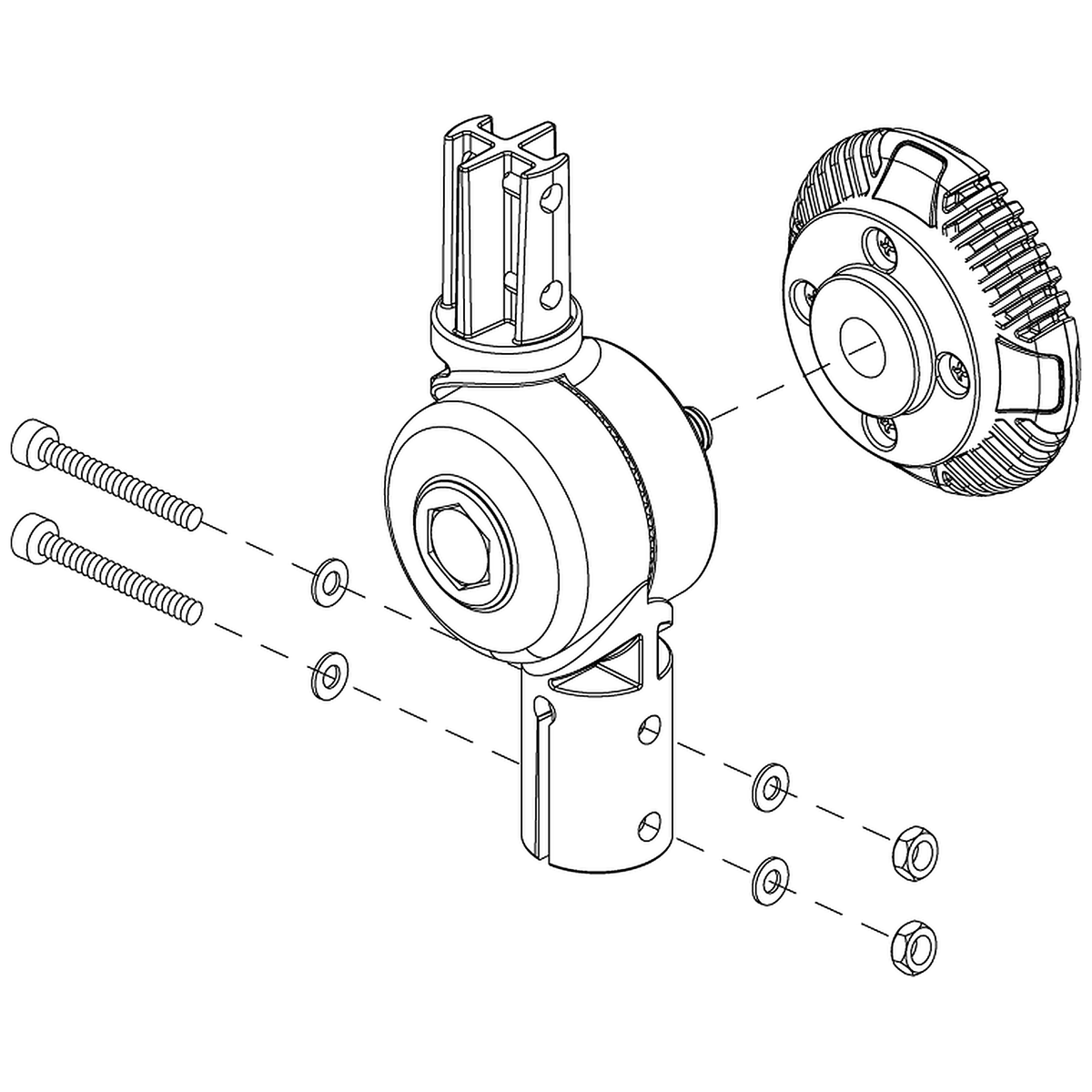 Pride Mobility (FRMASMB9235), upper and lower pivot tiller assembly for Go-Go Elite Traveller scooters.
