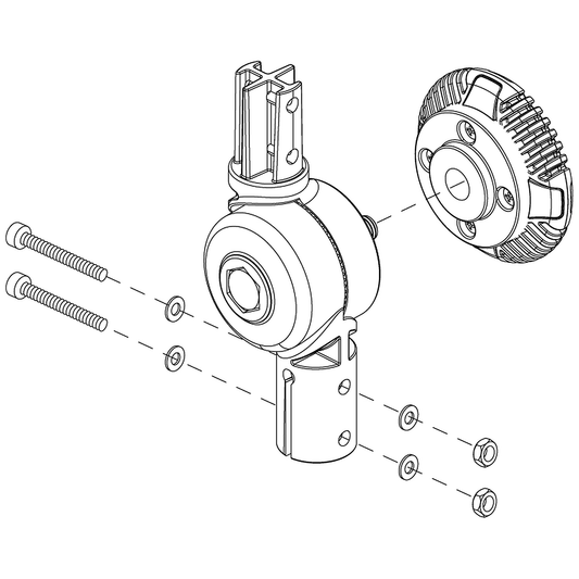 Pride Mobility (FRMASMB9235), upper and lower pivot tiller assembly for Go-Go Elite Traveller scooters.