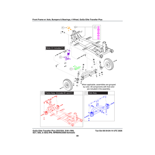 Pride Mobility FRMASMB9238 4 wheel steering stem assembly parts diagram