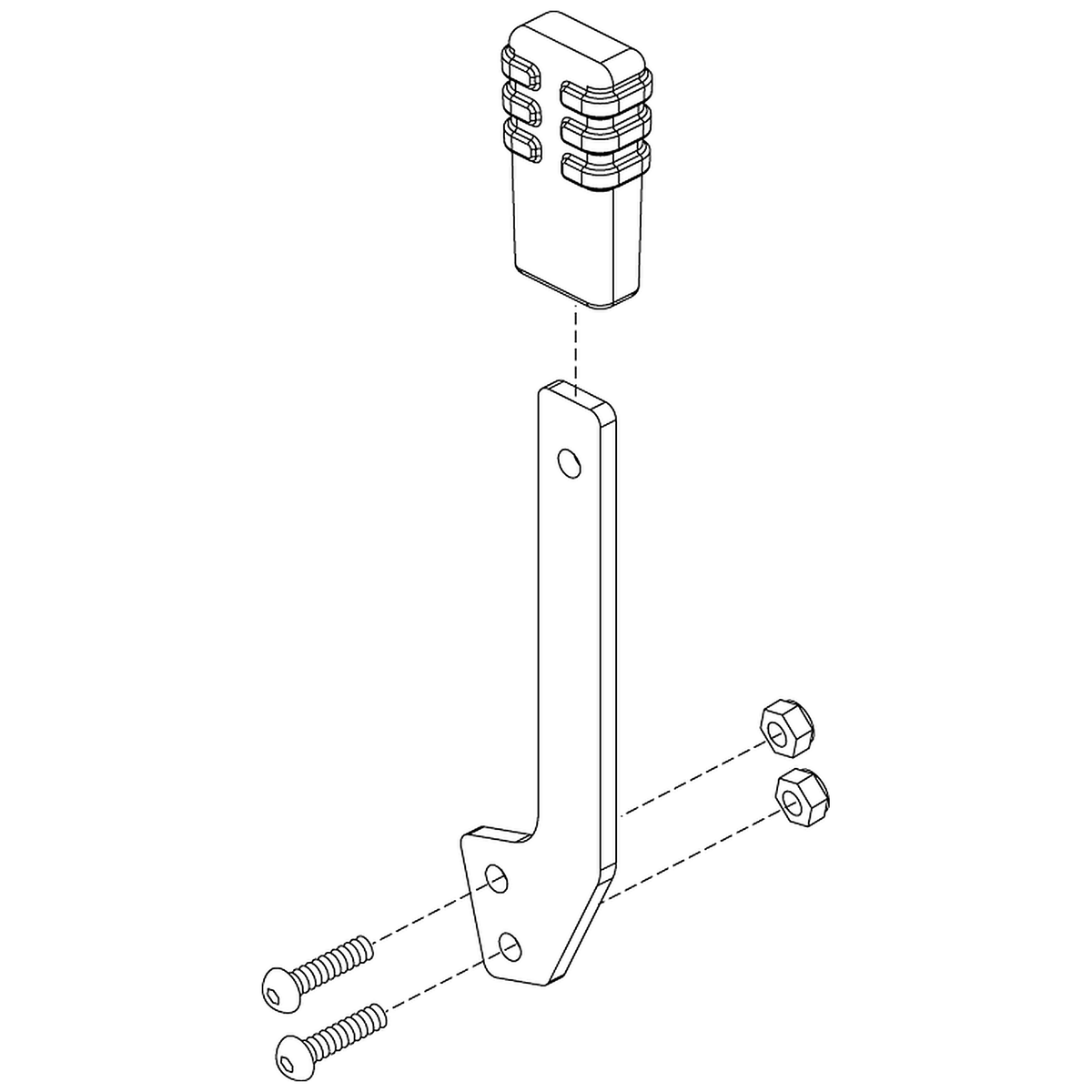 Pride Mobility (FRMASMB9628), brake lever extension frame assembly for Go-Go scooters.