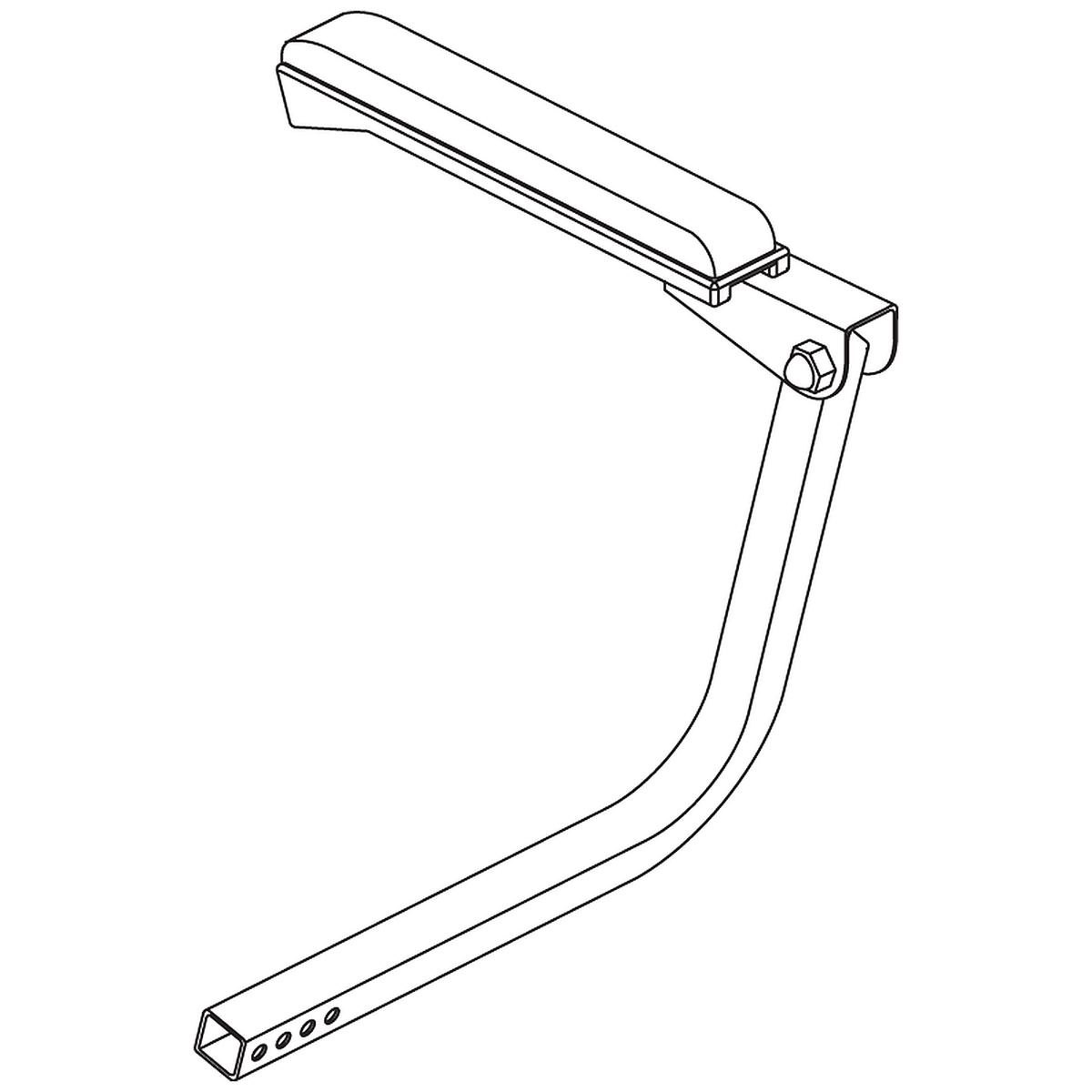 Pride Mobility (FRMASMB9828), black right armrest assembly for molded plastic seats.