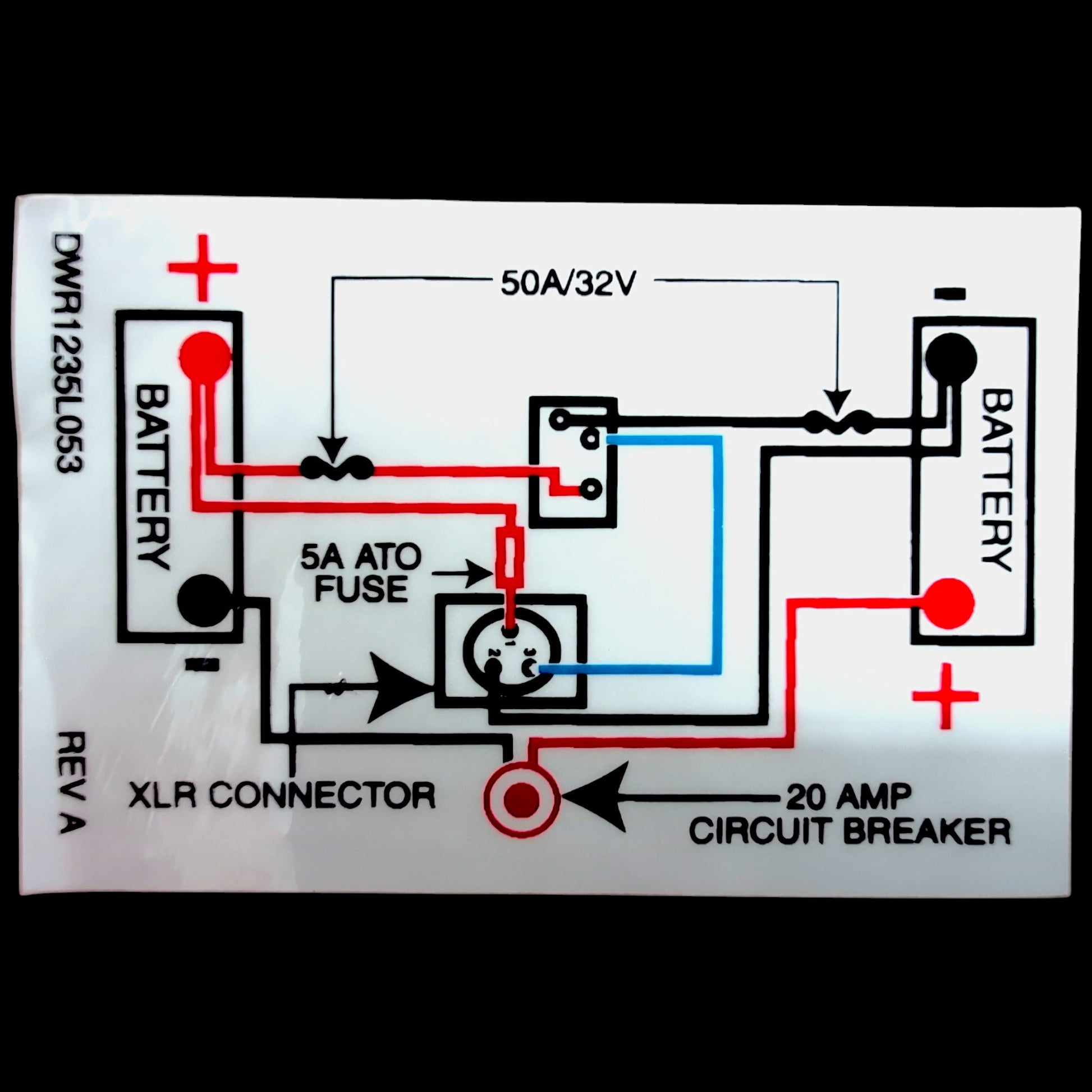 wireing diagram. Shows wire locations and battery orientation