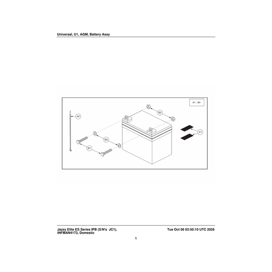 Pride Mobility HDW124834 reusable fastener hook & loop black 4 inch x 7 inch with adhesive back #0115 set parts diagram
