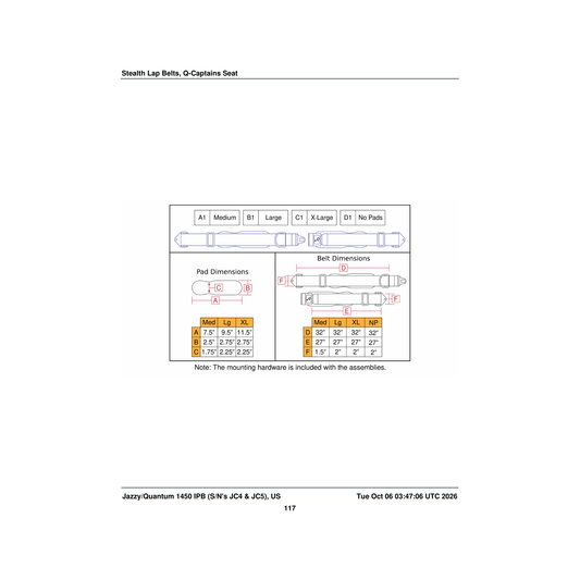 Pride Mobility HDW131909 pediatric/positioning lap belt mounting hardware assembly tru-balance 3 parts diagram