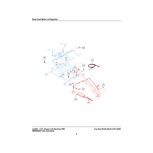 Pride Mobility HDW155751 clevis pin steel motor tube parts diagram