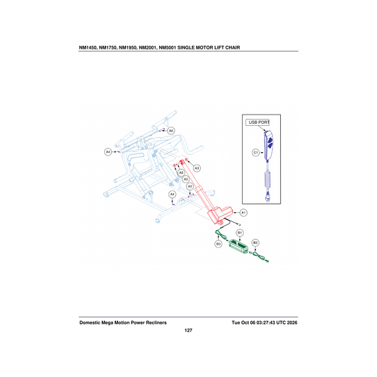 Pride Mobility HDW168761 pin clevis 10mm x 38mm parts diagram