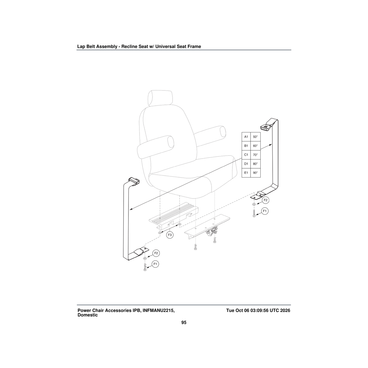 Pride Mobility HDWASMB1047 recline with universal seat frame lap belt mounting hardware parts diagram