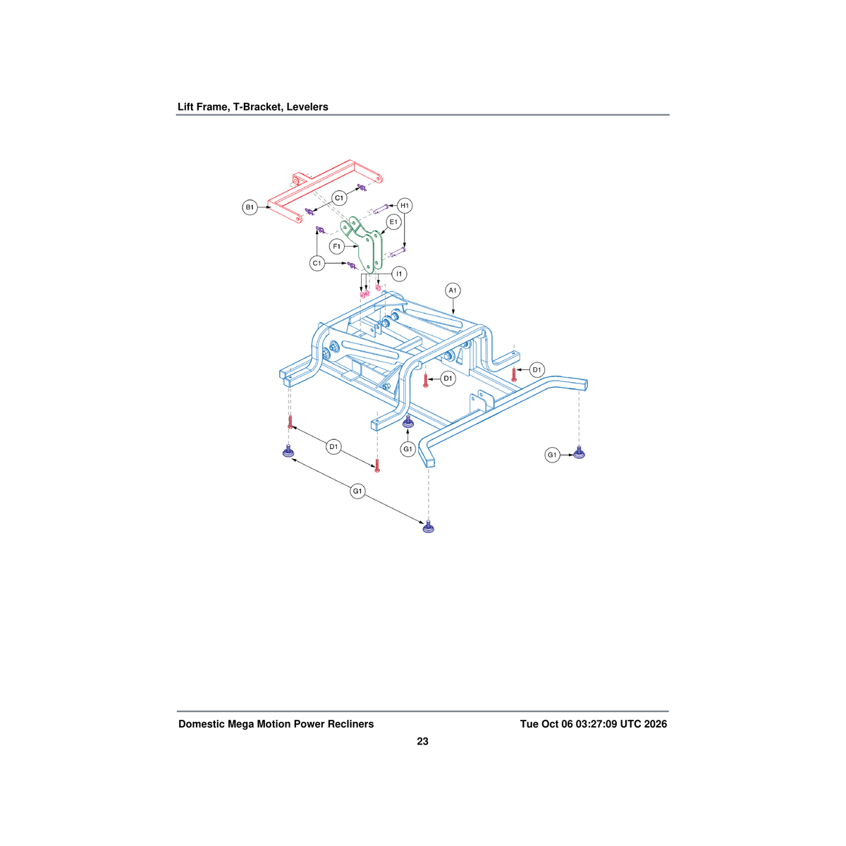 Pride Mobility INDPART2761 actuator bracket lift recline left lc101 parts diagram