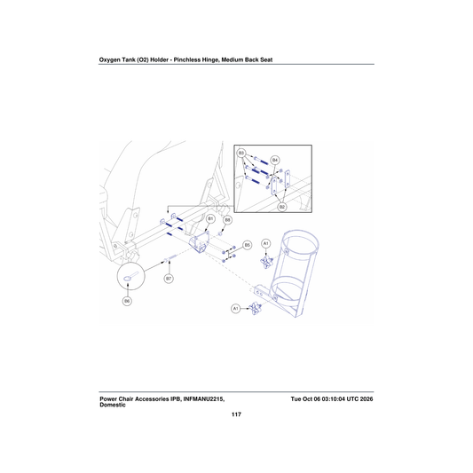 Pride Mobility INFINFB1023 manual instruction sheet oxygen holder parts diagram