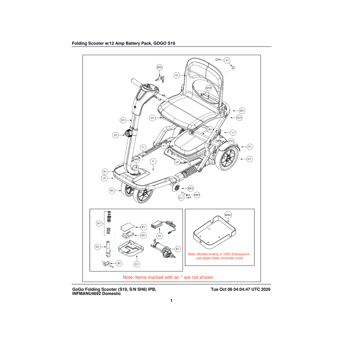 Pride Mobility INFMANU4676 manual owner's pride folding scooter english french parts diagram