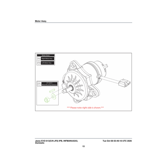Pride Mobility KIT150474 wheel mounting hardware kit assembly select series motors parts diagram