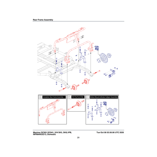 Pride Mobility KIT1904453 rear bolt on connector assembly parts diagram