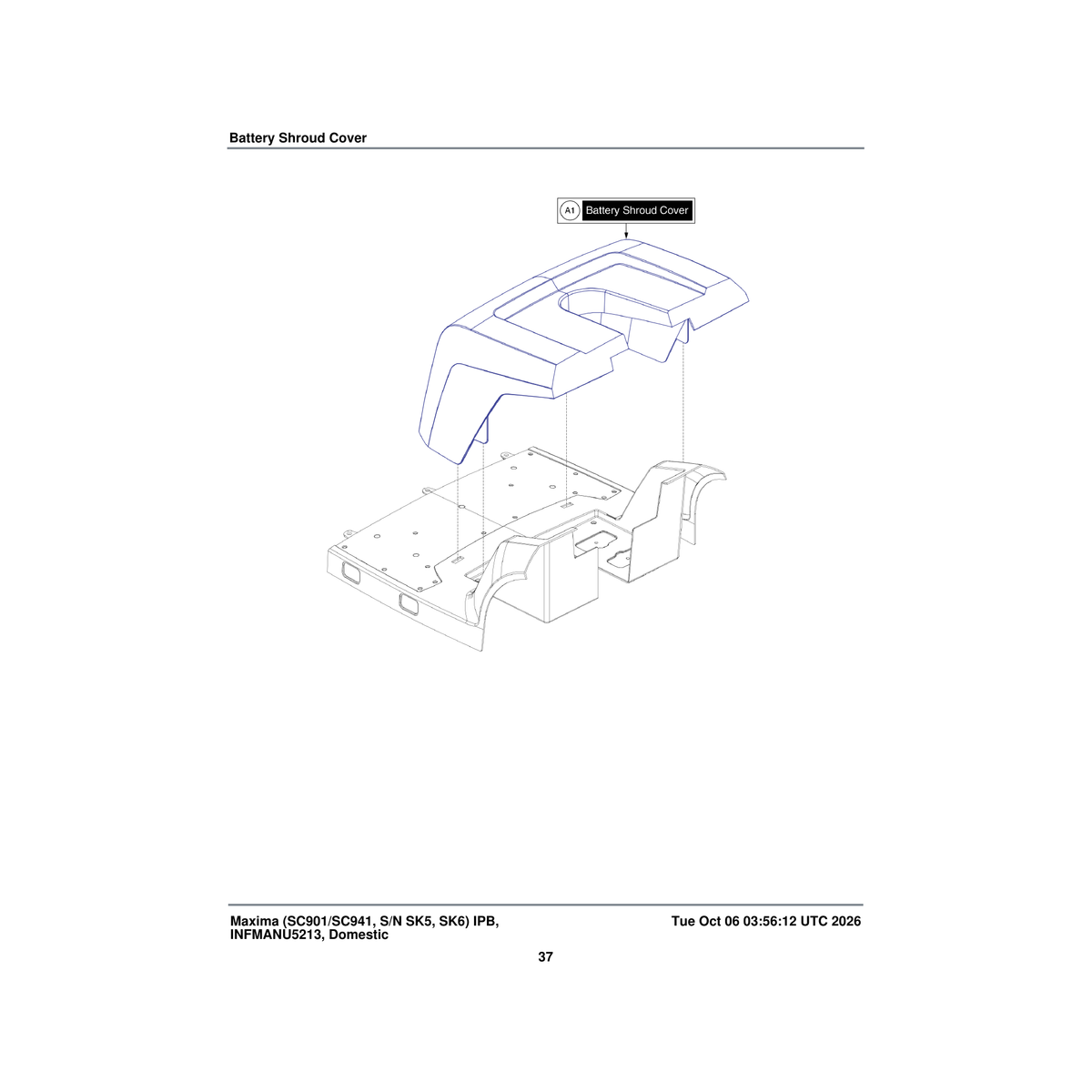 Pride Mobility KIT1905820 kit assembly battery shroud front parts diagram