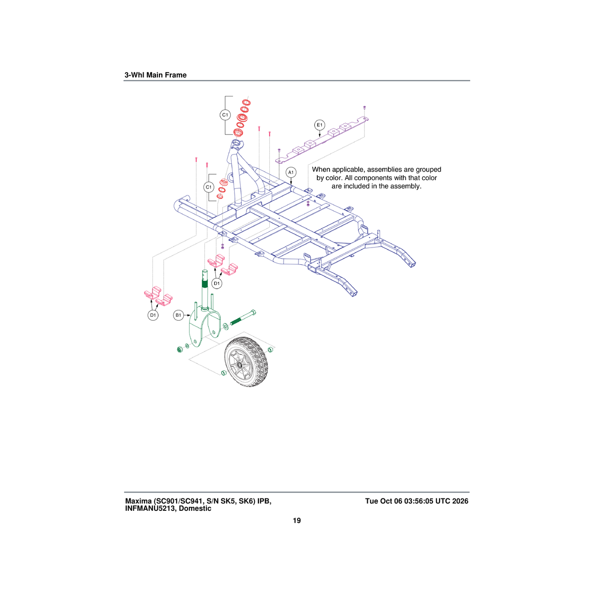 Pride Mobility KIT1907034 fork assembly parts diagram