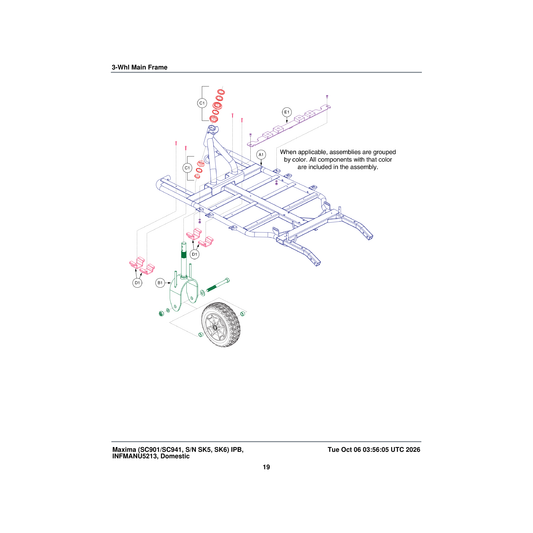 Pride Mobility KIT1907034 fork assembly parts diagram