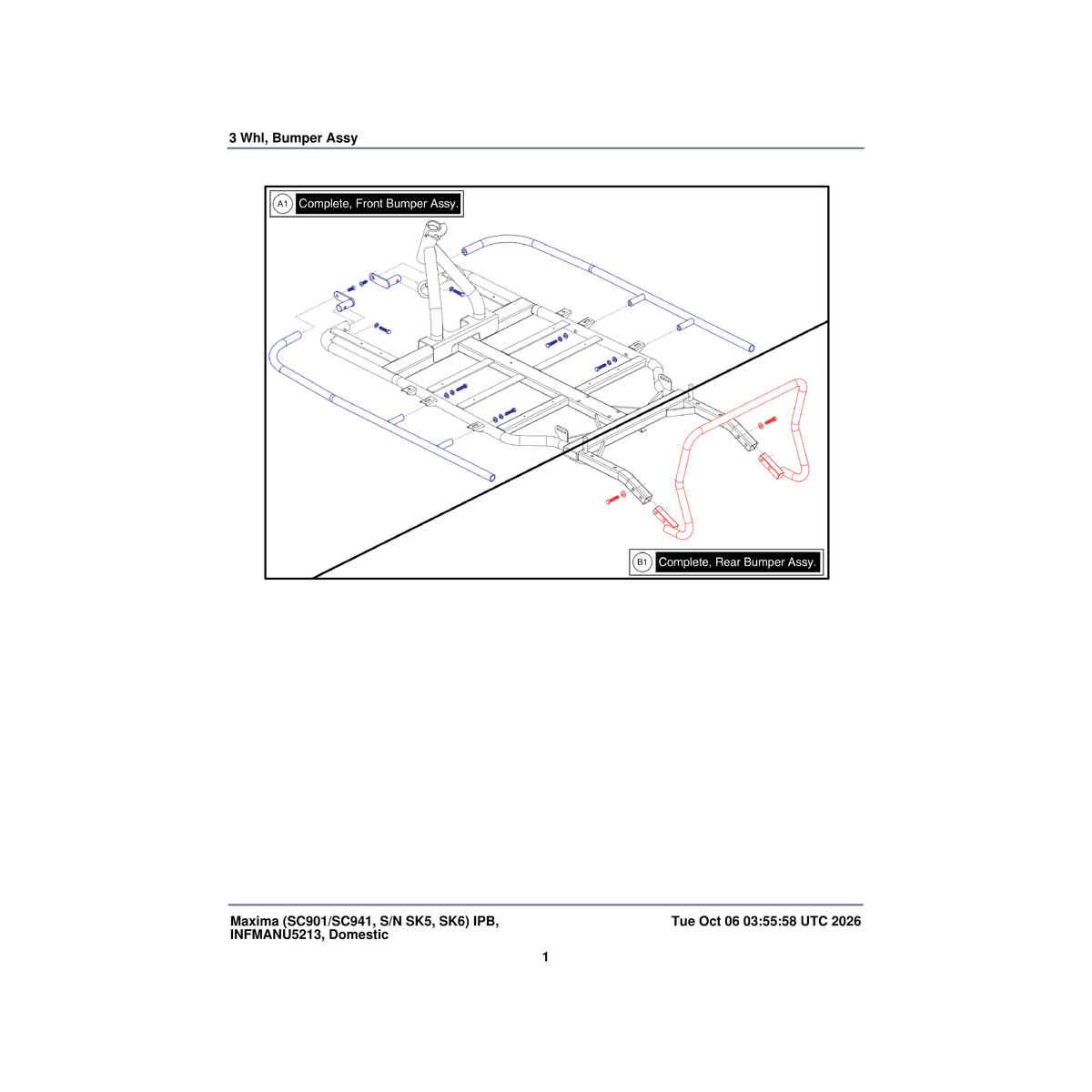 Pride Mobility KIT2004403 rear bumper kit parts diagram