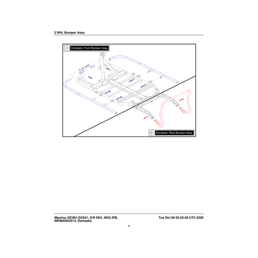 Pride Mobility KIT2004403 rear bumper kit parts diagram