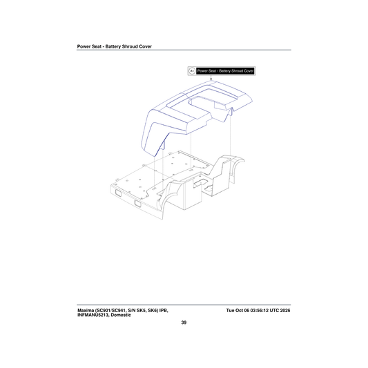 Pride Mobility KIT2005905 kit assembly battery shroud front power seat secondary parts diagram