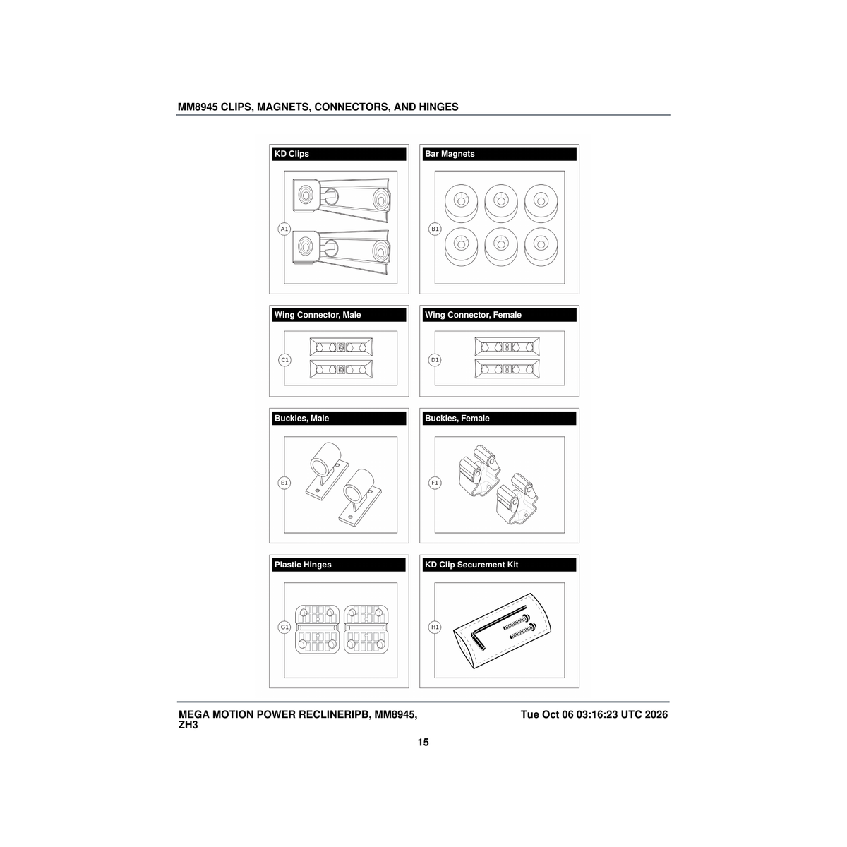 Pride Mobility KIT2304043 kd clip securement mech kit assembly screw with allen key parts diagram