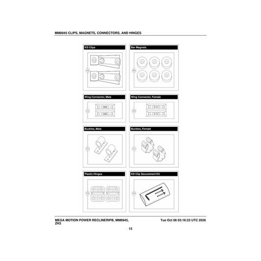 Pride Mobility KIT2304043 kd clip securement mech kit assembly screw with allen key parts diagram