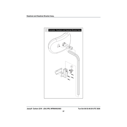 Pride Mobility KIT2304158 jazzy carbon headrest kit assembly complete tzpj001 parts diagram