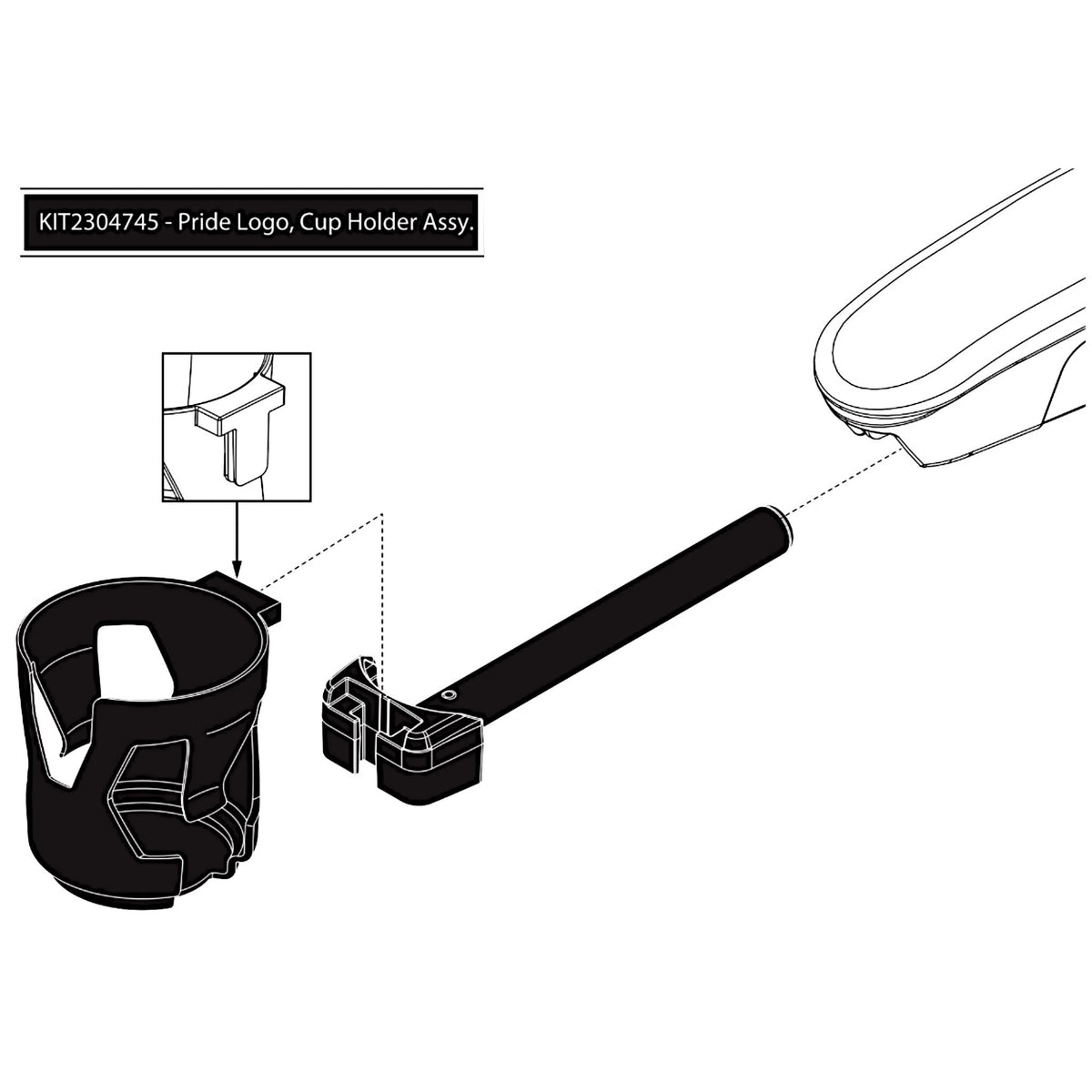 Pride Mobility Cup Holder Kit for Jazzy, Go Chair, PX4 & Pursuit 2 (KIT2304745)