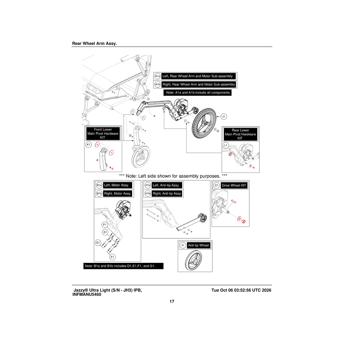 Pride Mobility KIT2403403 drive wheel hardware kit assembly parts diagram