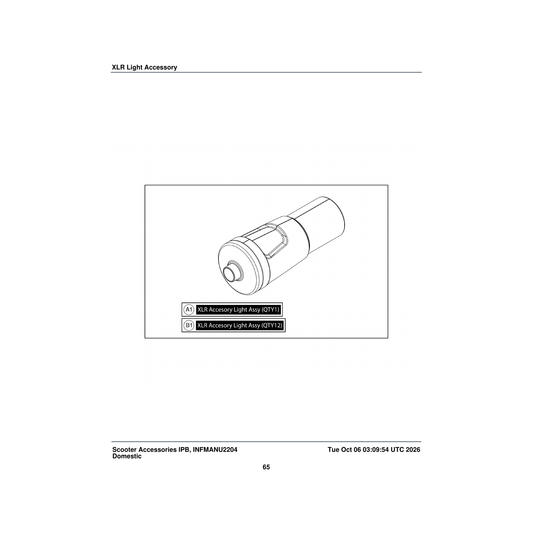 Pride Mobility KIT2504479 xlr kit assembly toggle light accessory single accessory parts diagram