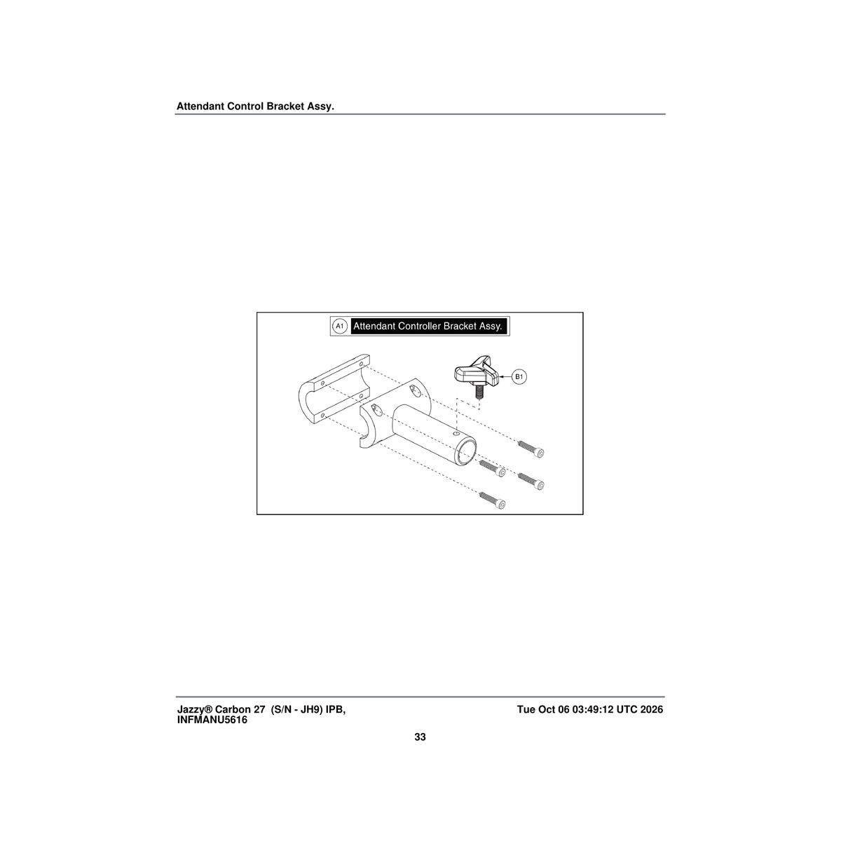 Pride Mobility KIT2505942 headrest attendant controller bracket assembly jazzy carbon 27/hd parts diagram